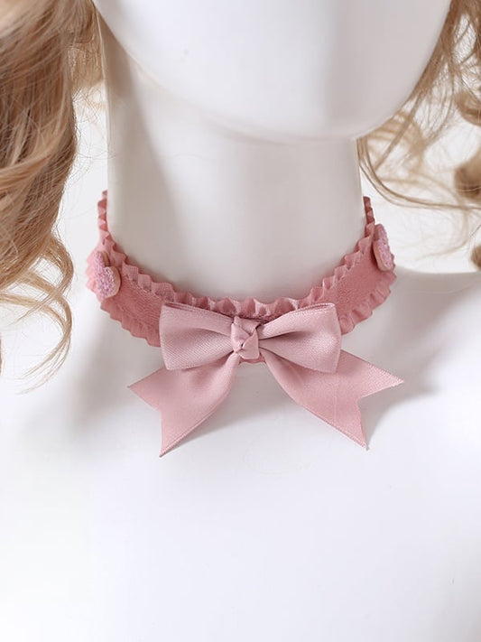 Bowknot Pink with Choker Hearts Glitter Sweet Style Lolita