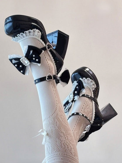 Beaded Black Detachable Decorated Bowknot And Polished Rhinestone