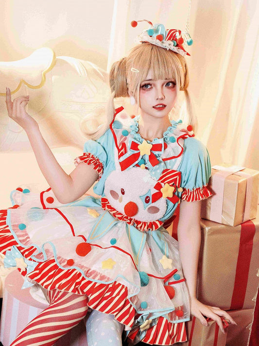 Bluse Puff Sweet und Orange Pompoms Kragen Ärmel Grün