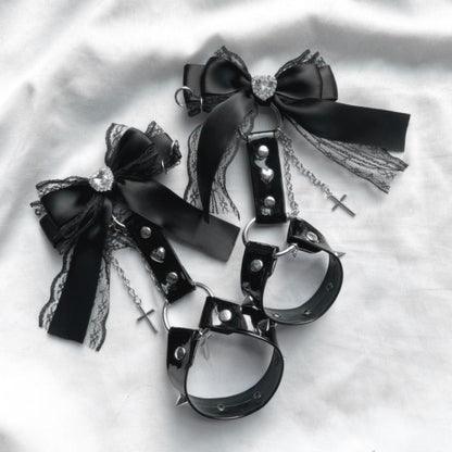 Stud Jirai Kei Bowknot Punk Hairclips