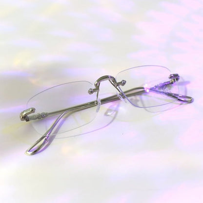 Glasses Rimless Silver Cyberpunk