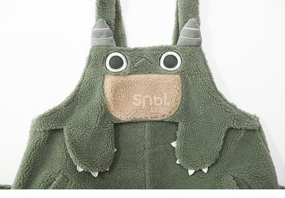 Cute Dinosaur Green Plush Overalls