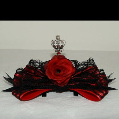 Crown Decorated Trim Design Hairclip Floral Lace Bowknot Purple/Red