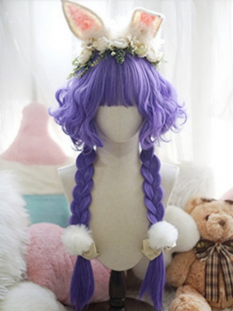 Light Blonde/Pink/Red/Green/Purple Waist Length Wig With Full Bangs