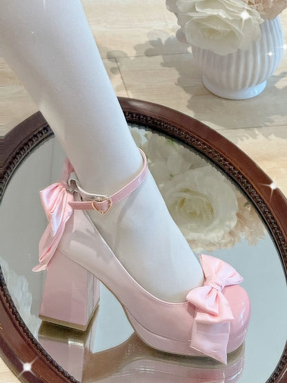 Schuhe Mary Sweet Bowknot Runde Rosa Details Toe Janes Plattform Lolita