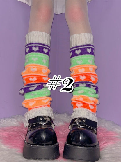 Stripe Pattern Knitted Leg Warmers