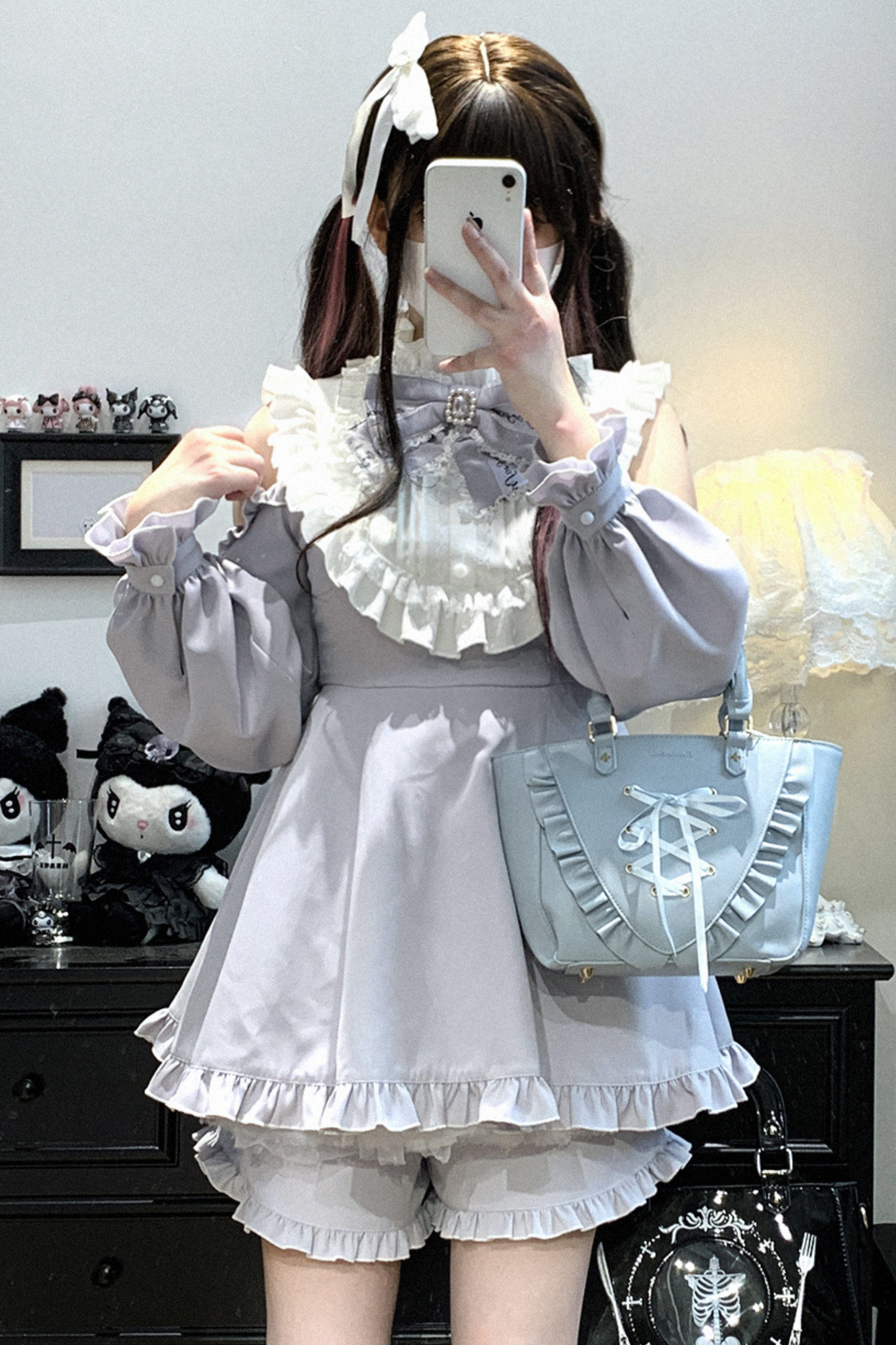 Ruffle Princess + Off-Shoulder Top Ribbon Shorts