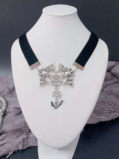 Y2K Anhänger Fledermaus Punk und SchwarzSilber Choker Stern