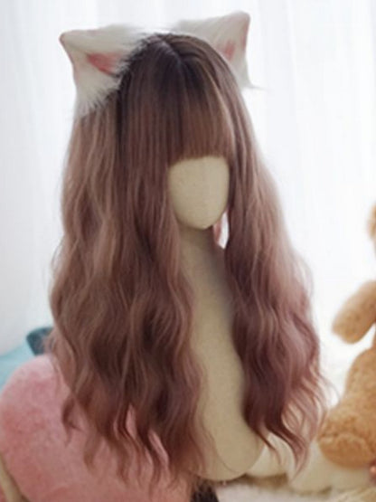 Purple Ombre Long Wavy Wig With Full Bangs