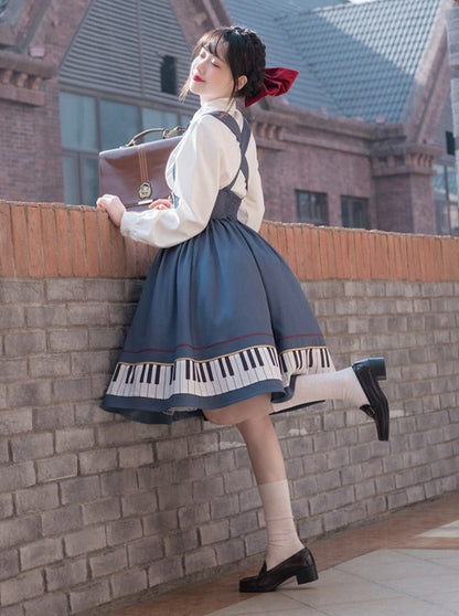 skirt + tie supp piano short Elegant ribbon design pendant + jacket
