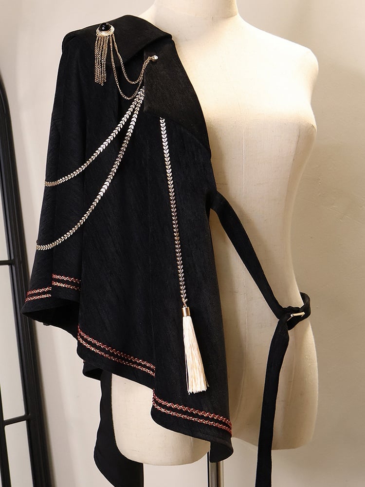 Schwarzes und rotes Ouji Fashion Preppy Style Komplettset - Beiges Hemd + Rote Weste + High Waist Knickerbocker Shorts + Schal + Accessoires