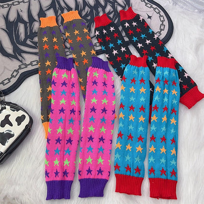 Stripe Pattern Knitted Leg Warmers