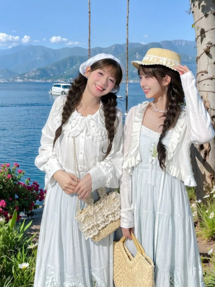 Cami Dress Light Blue Lily of the Valley Embroidered Lace Trim Cutton