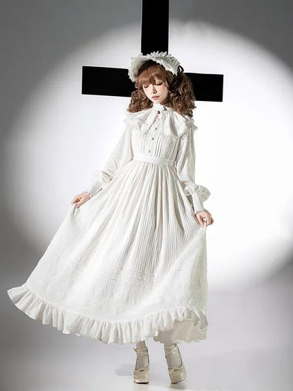 Gothic All Waist Dress Long Shiro High Sleeves Lolita White