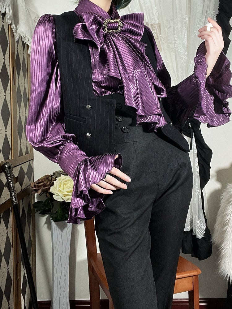 Lolita with Shirt Sleeves Bowtie Jabot Purple Ouji Long