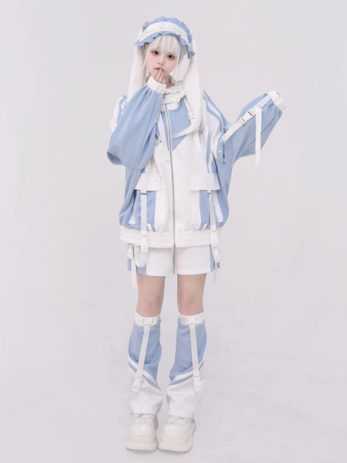 Blue and Set: Light Full Landmine Snap Jacket Tenshi White Kaiwai Techwear