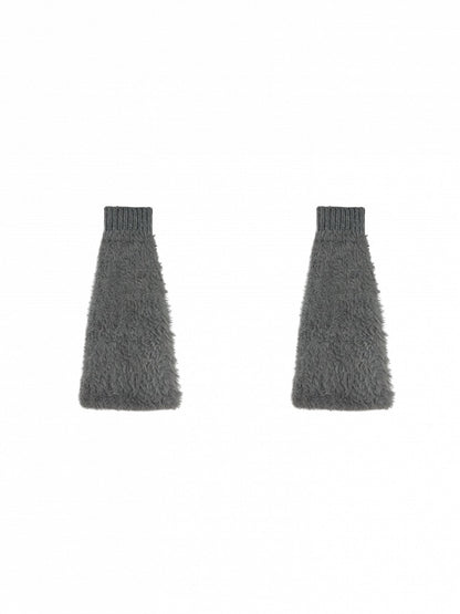 Jambières en peluche à poignets tricotés blanc cassé/gris/noir