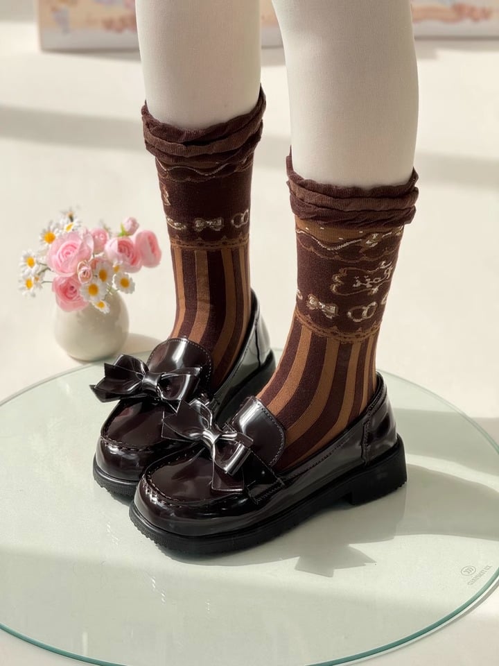 Dessert Print Striped Sweet Lolita Calf Socks