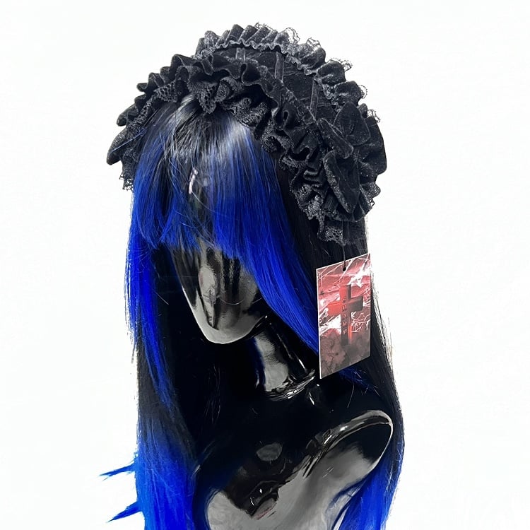 Spitzenrüschen-Stirnband Gothic Bowknot Schwarz/Lila und mit Lolita