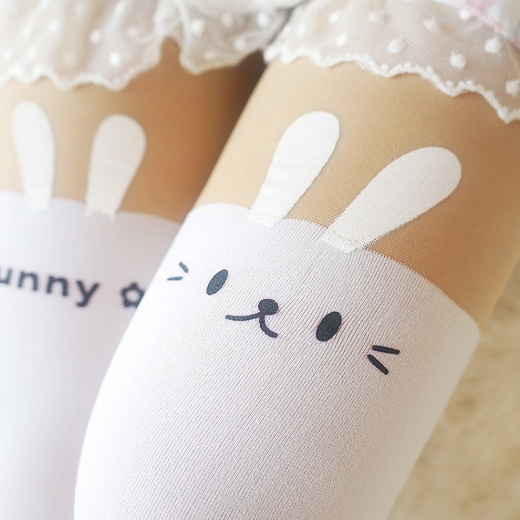 White/Black Bunny Ear Tights