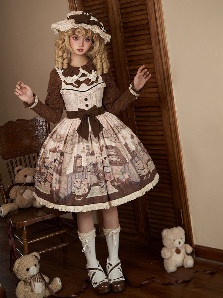 Long Collar Top Sleeves Knitted Coffee Pan Peter