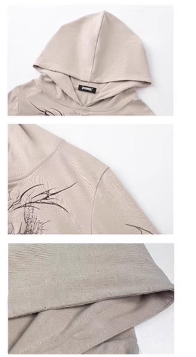 Punk Rock Cross Spiderweb Camel Sun Protection Hooded Top