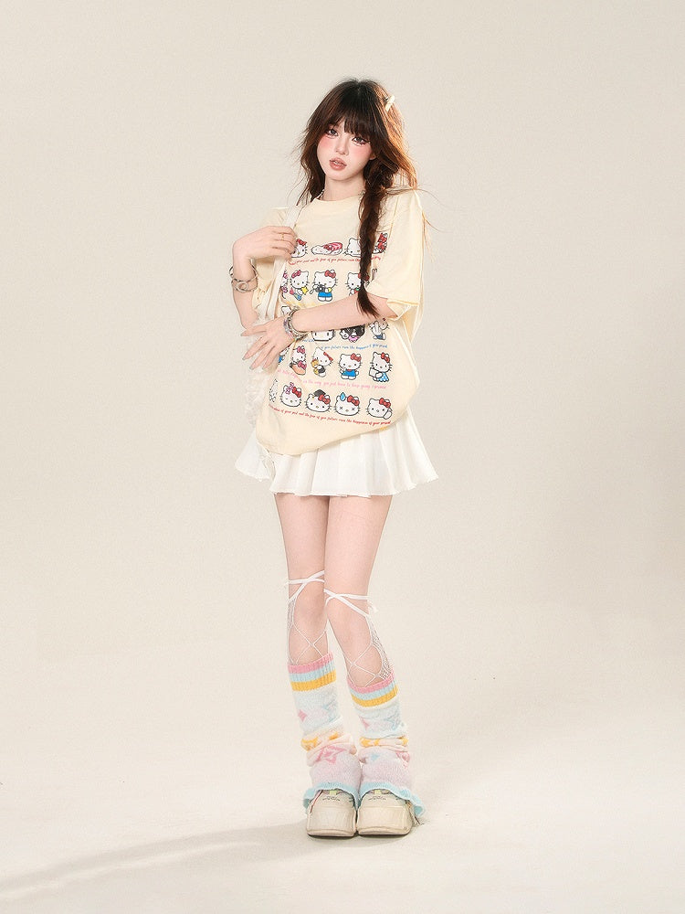 Skirt with Accents Charm JK Uniform White High Free Waist Bowknot