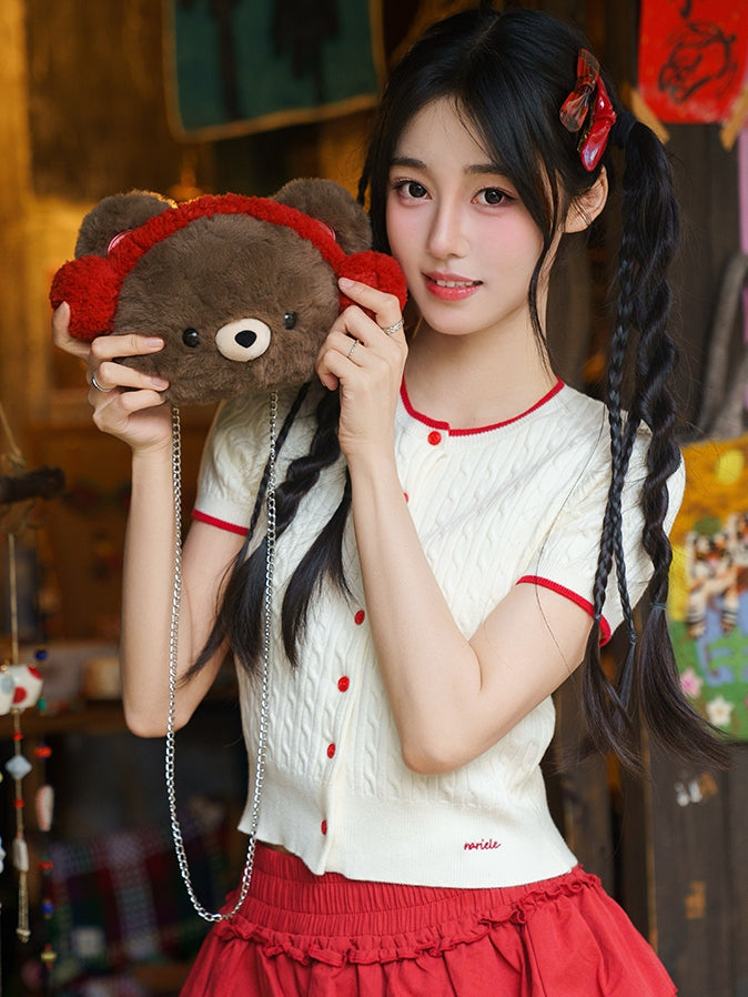 And Letter Suede Star With Backpack Detachable BlueBrown Bear A Embroidery Plushie