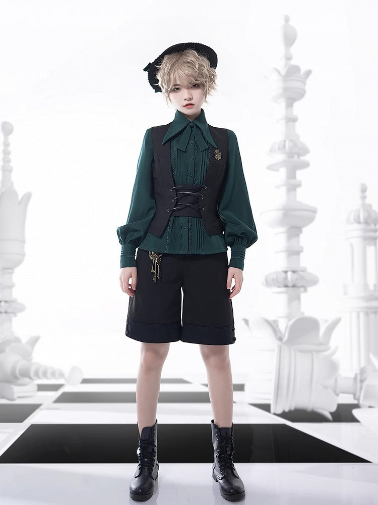 Prince Lace Sleeves 4 and Long Detailing Foldover Pleating Options Color Shirt Collar Point