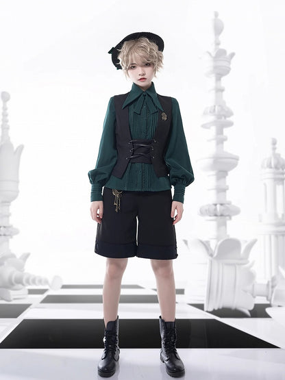 Prince Lace Sleeves 4 and Long Detailing Foldover Pleating Options Color Shirt Collar Point