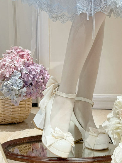 Sweet Toe Mary Bowknot White Janes Plateaudetails Lolita Runde Schuhe