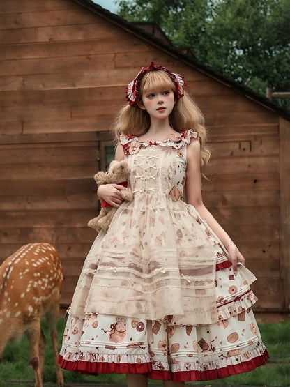 Apron Sweet Bowknots Beige Lolita with