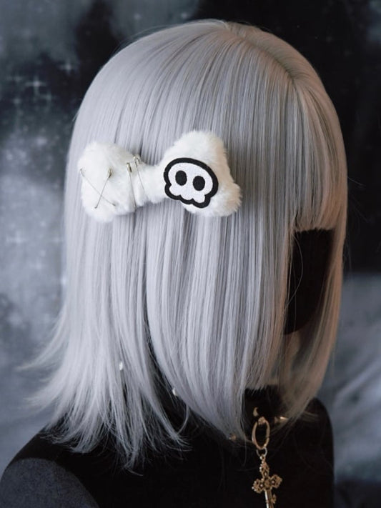 White Details Skeleton Applique Gothic Hairclip Bone Pin Plush