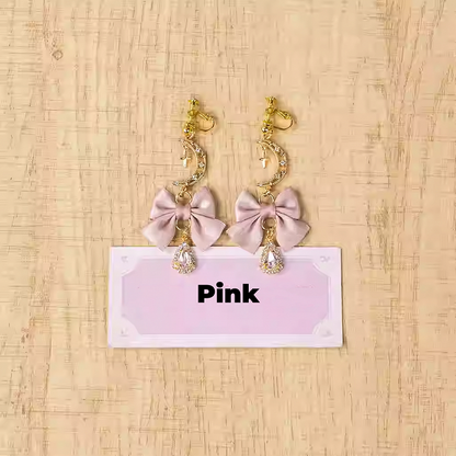 Bow Moon Ohrclips Jirai Kei Pink/Pink/Blau/Schwarz Weiß/Dusty