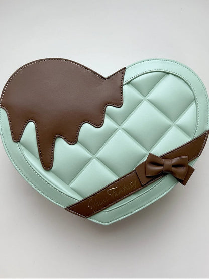 PU with Heart-shaped Bowknot Ita Bag Green