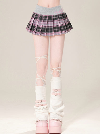 Muster Plaid Bestickt Plissee Rot/Rosa Brief Rock Glamorous