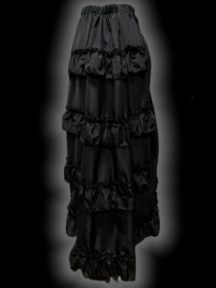 Gothic Black Letters Print Ruched High-low Punk Skirt with Free Cross Charms Waist Chain
