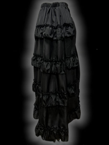 Gothic Black Letters Print Ruched High-low Punk Skirt with Free Cross Charms Waist Chain