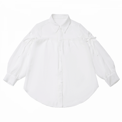 White Sheer Chiffon Style Shirt Long Sleeves Version Butterfly-shaped Cutout Cheongsam