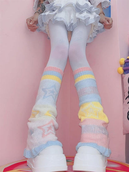 Dreamy Star Pattern Yume Kawaii Knitted  Leg Warmers