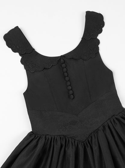 Jupe pull Lolita noire à taille basque et rosace