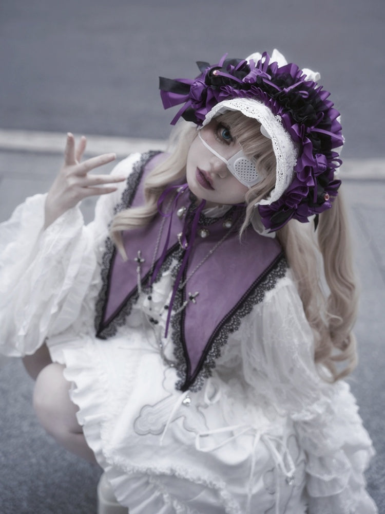 Purple Gothic Lolita Pointed Collar with Cross Chain Decoration