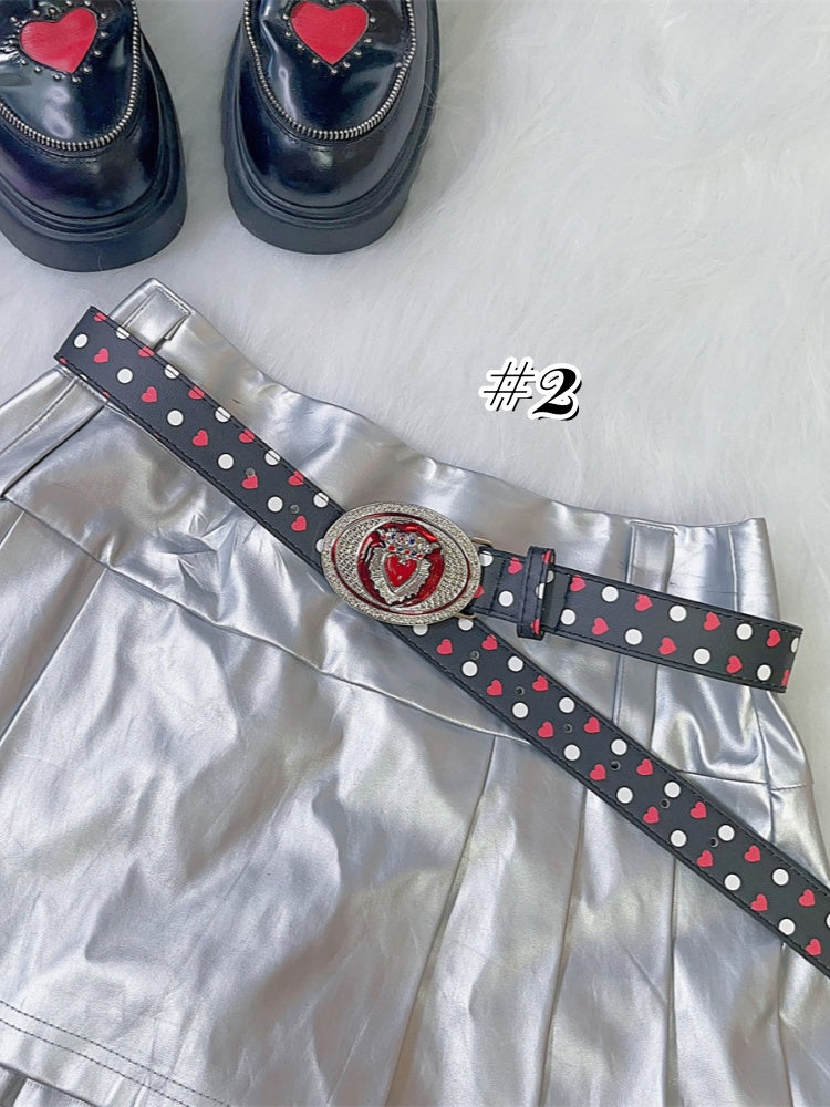 Heart Pattern Vintage PU Waist Belt