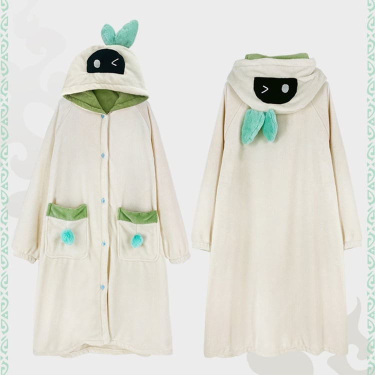 Venti Inspired Beige Plush Long Hooded Pajama