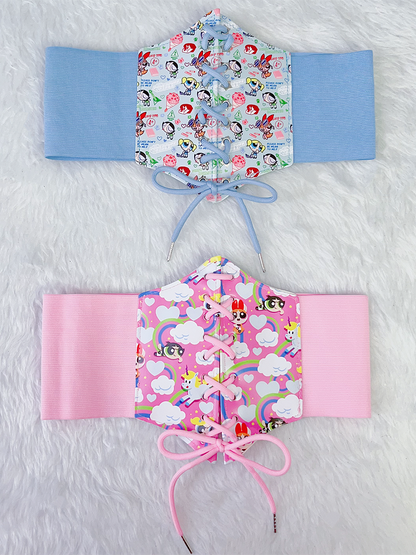 Corset Girls Powerpuff Pink/Blue PU Y2K
