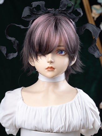 Black Color Length Highlight 35CM Short and Ouji Pink Wig Hair