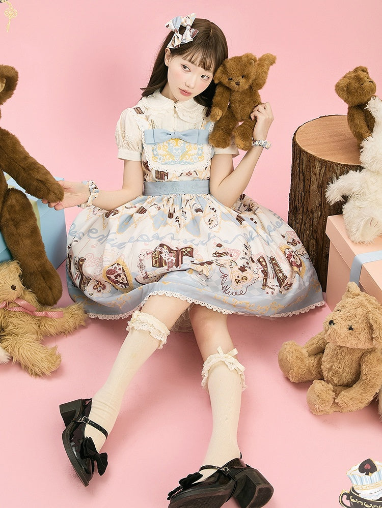 Robe Lolita taille haute à imprimé lapin Alice au pays des merveilles