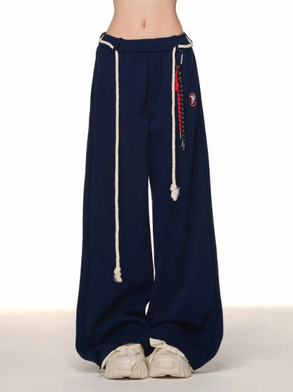 Cut Blue/Gray/Red Wide-leg Pants Dark