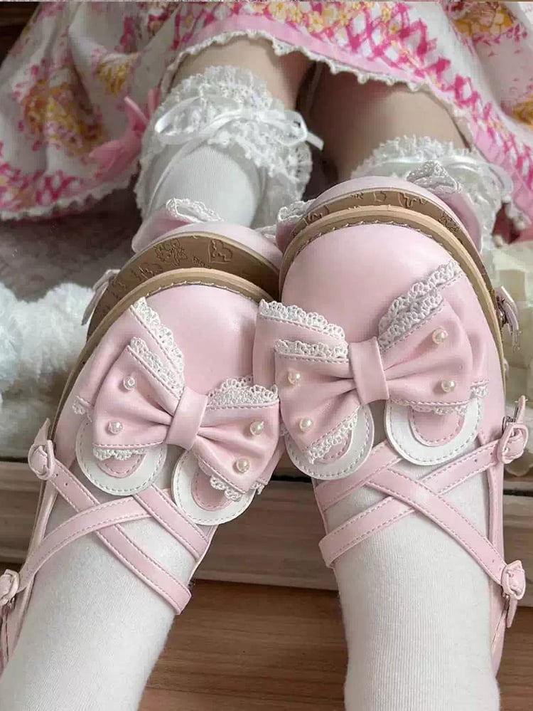 Pink Ear Top Bunny Bow Crisscross at Beaded Design Decorated