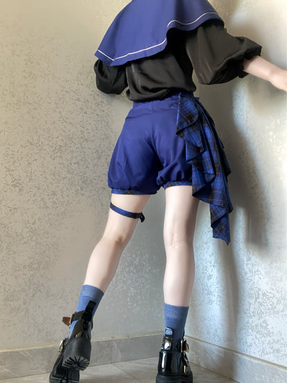 Dark Blue Ravenclaw Ouji Lolita Set Cape + High Waist Shorts